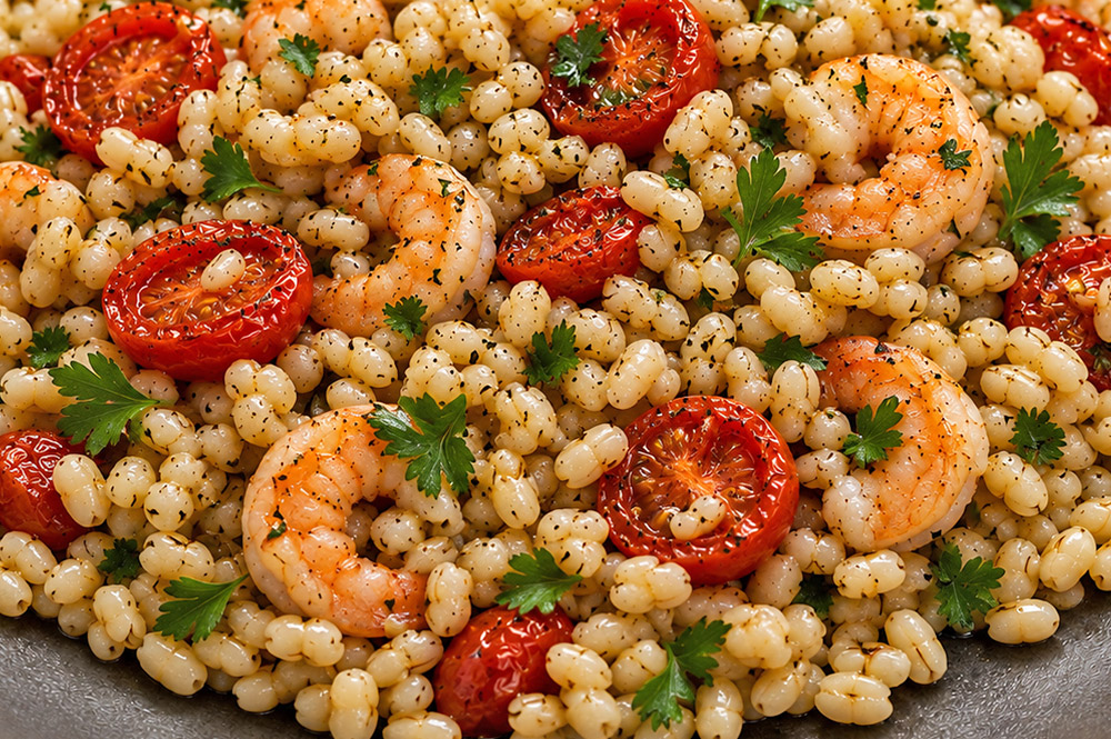 Insalata d'orzo gamberetti pomodorini