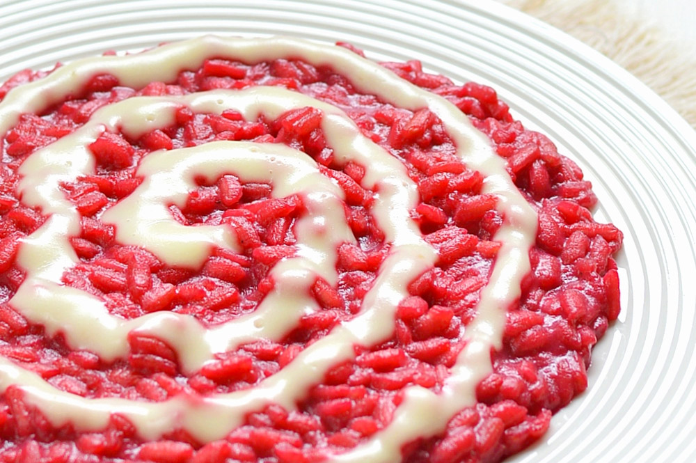 Risotto alla barbabietola e salsa di Asiago
