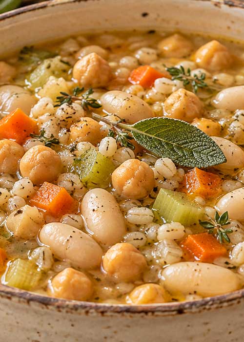 Zuppa di ceci, fagioli e orzo