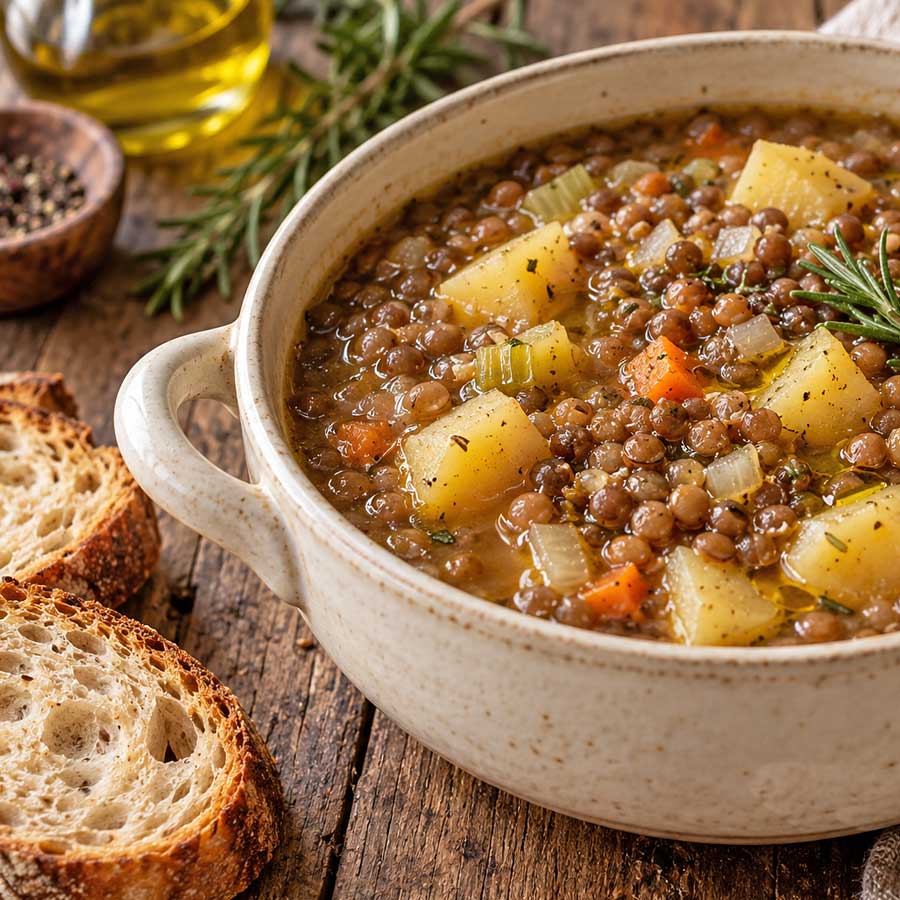 Zuppa di lenticchie e patate