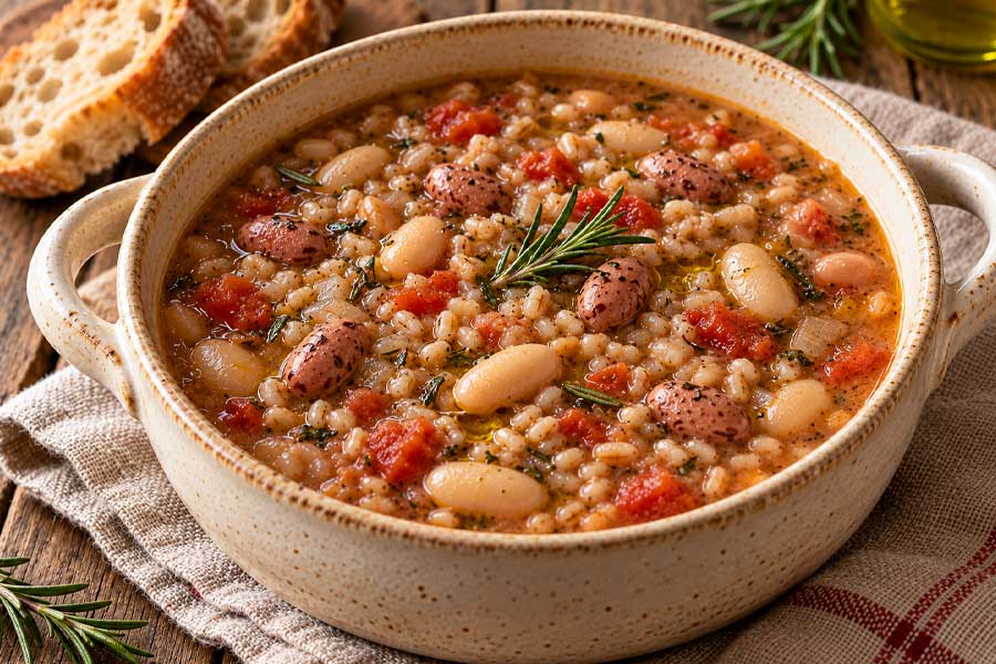 Zuppa di orzo e fagioli